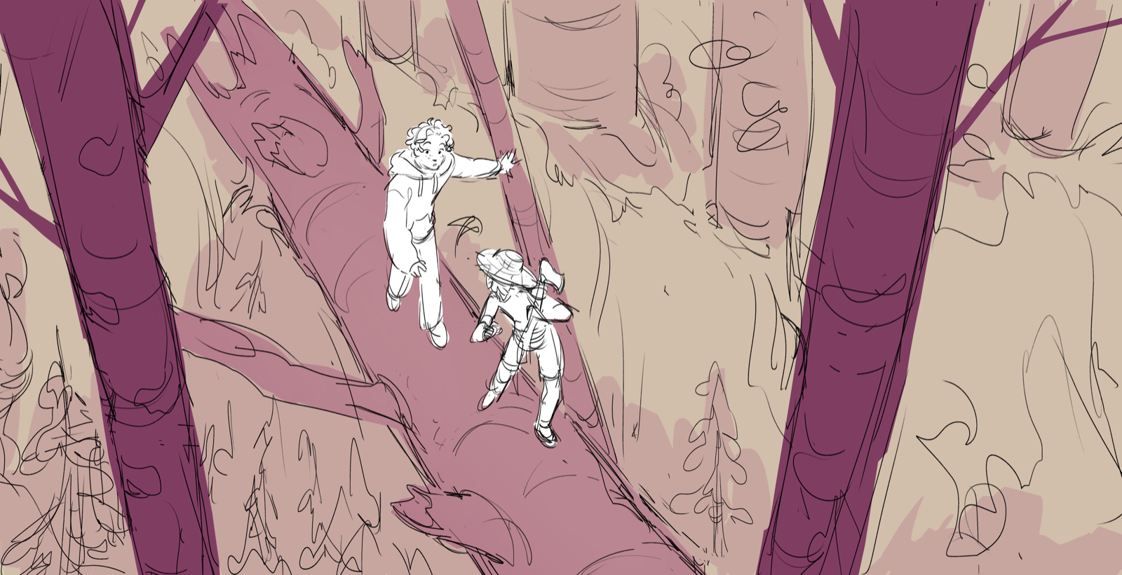 Background painting step 2 — blocking color