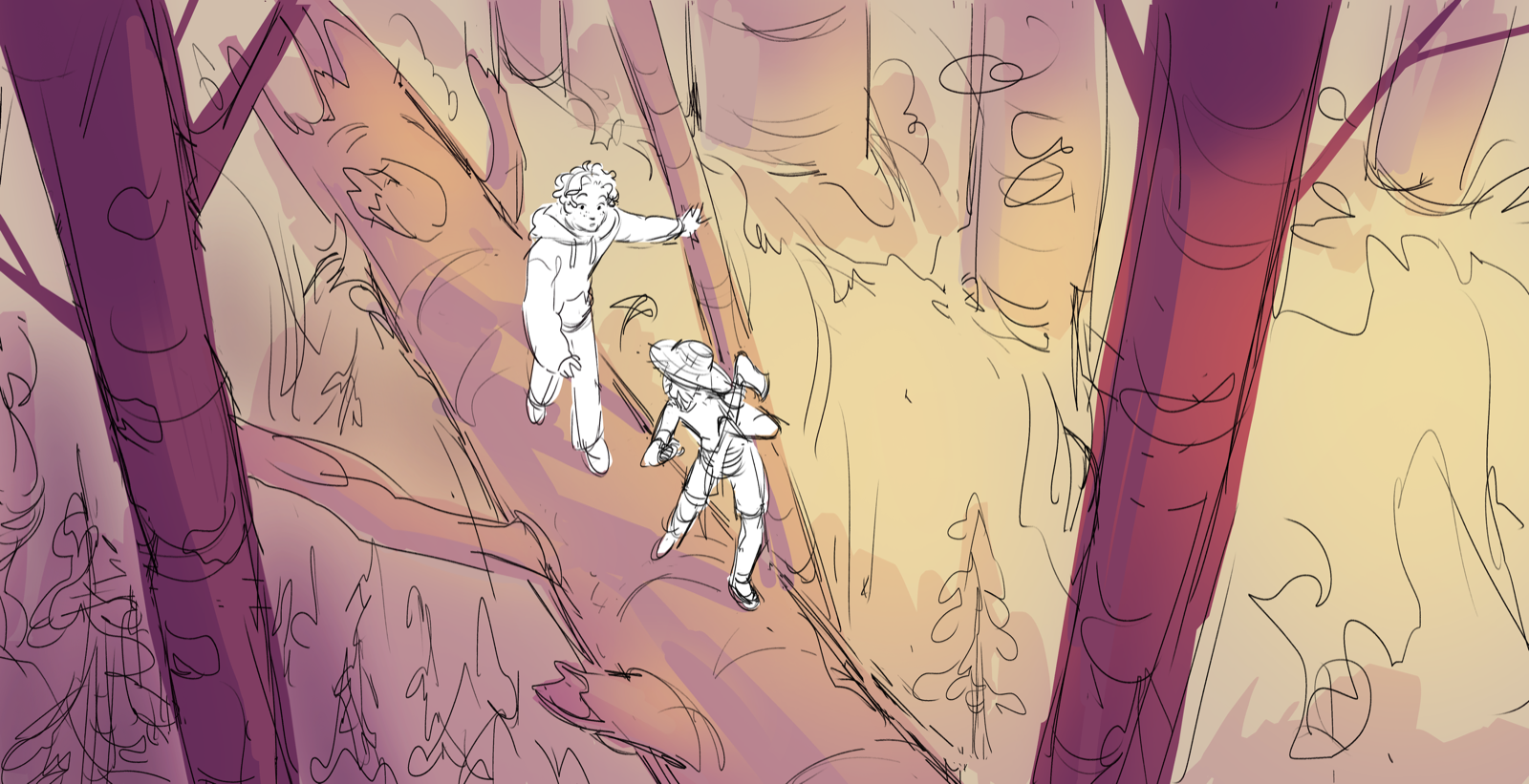 Background painting step 3 — building light