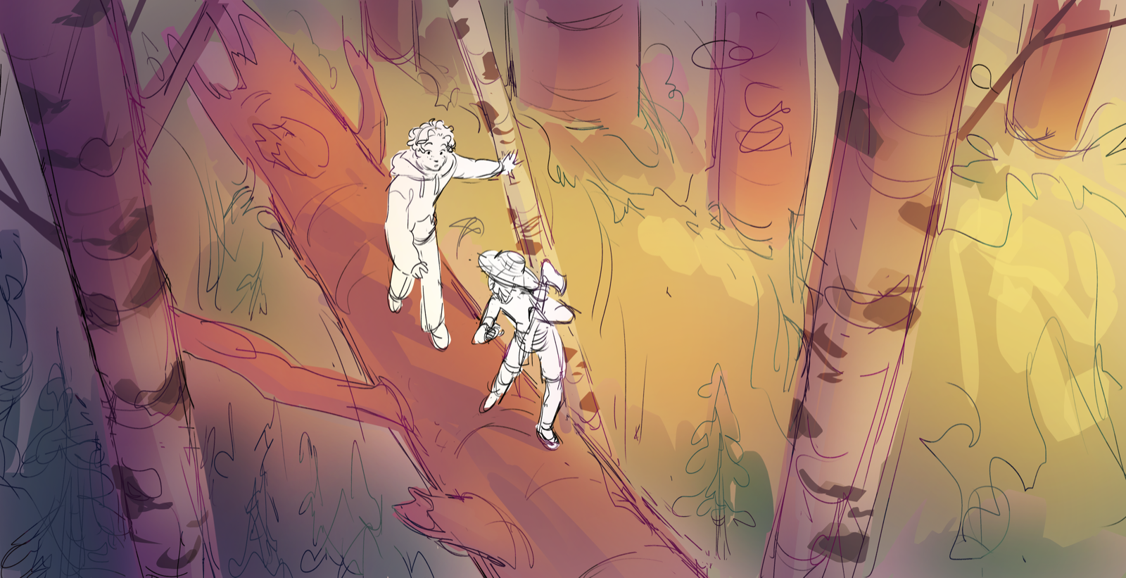 Background painting step 5 — coloring lineart