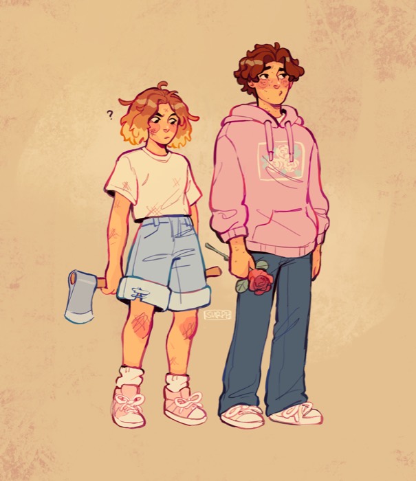 Raegen and Jamie, rose illustration